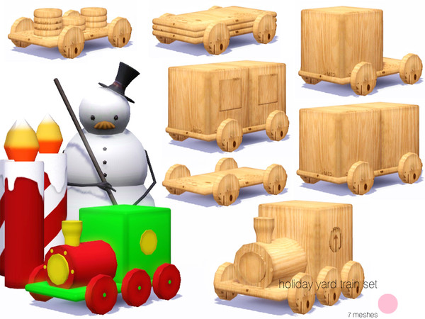 Sims 3 —  Holiday Yard Train Set by DOT — *Free* Holiday Yard Train Set. Classic and Traditional Red Plastic Lawn