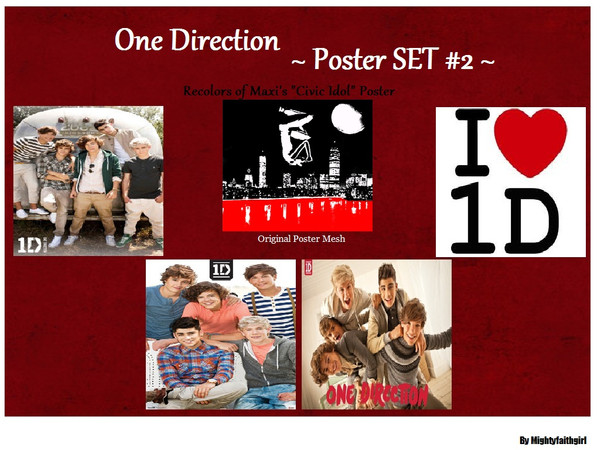 Sims 2 — One Direction Poster SET #2  by mightyfaithgirl — This ONE DIRECTION Poster Set includes 4 recolors of Maxi\'s