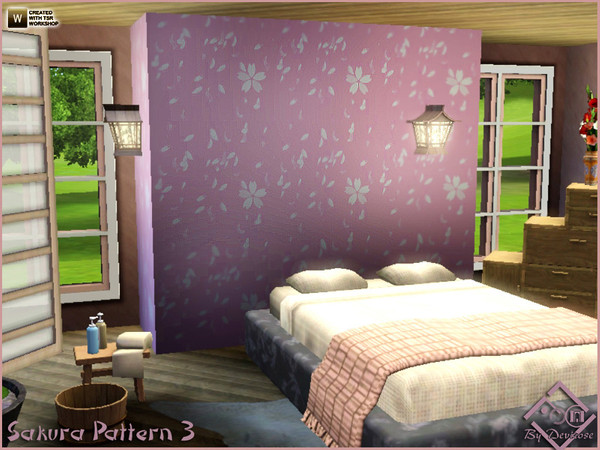 Sims 3 — Sakura Pattern 3 by Devirose — Lovely 'sakura' flowers,for japanese atmosphere.Created with TSR Workshop.Base