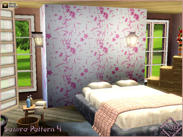 Sims 3 — Sakura Pattern 4 by Devirose — Lovely 'sakura' flowers and leaves,for japanese atmosphere.Created with TSR