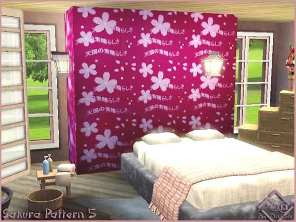Sims 3 — Sakura Pattern 5 by Devirose — Lovely 'sakura' flowers and written,for japanese atmosphere.Created with TSR