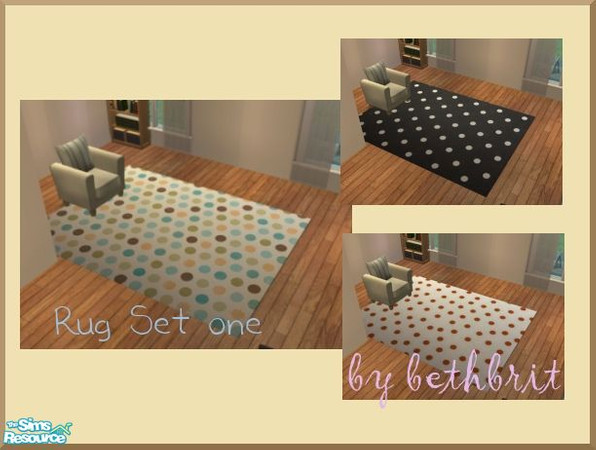 Sims 2 — Rug Set One by bethbrit — A set of three rugs using Echo\'s lovely mesh. Based on a polka dot design