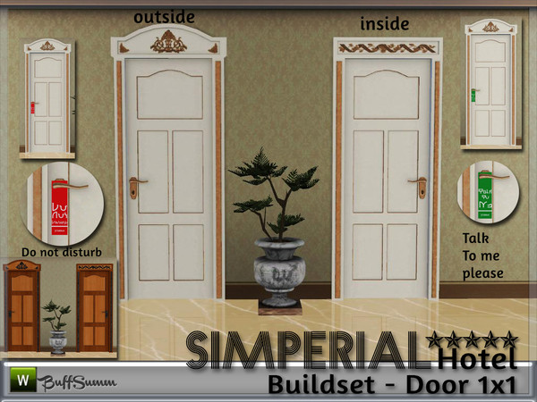 Sims 3 — Simperial Build Door 1x1 by BuffSumm — Interior singledoor matching the *Simperial Hotel*. Part of the *Hotel