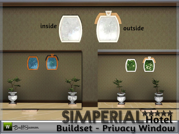 Sims 3 — Simperial Build Window Privacy by BuffSumm — Privacy window with milkglas matching the *Simperial Hotel*. Part