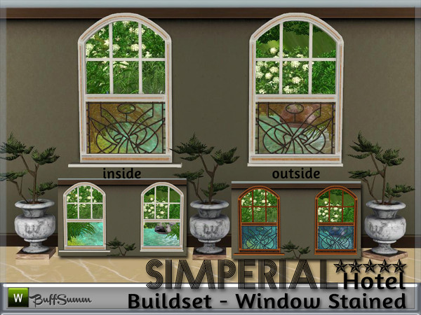 Sims 3 — Simperial Build Window stained by BuffSumm — Stained window 2x1 matching the *Simperial Hotel*. Part of the