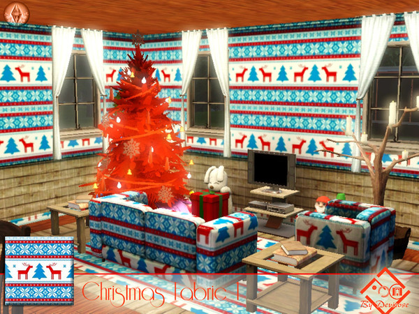 Sims 3 — Christmas Fabric 1 by Devirose — Christmas reindeer!!Created using EA's 'Create a Pattern'.'-No need Expansion