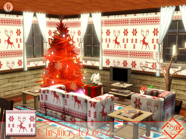 Sims 3 — Christmas Fabric 2 by Devirose — Christmas reindeer!!Created using EA's 'Create a Pattern'.'-No need Expansion