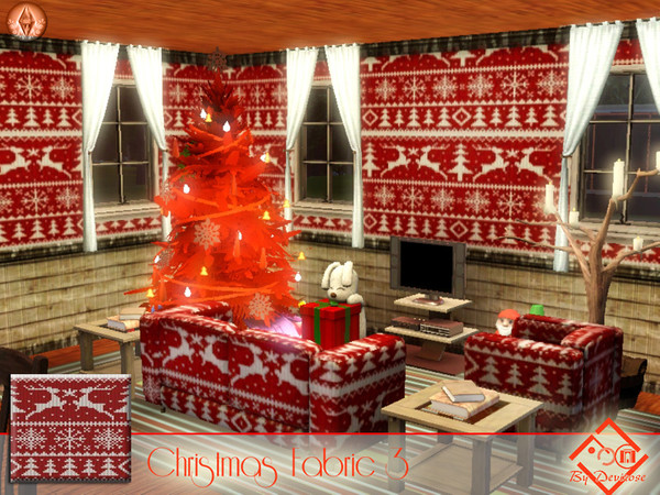 Sims 3 — Christmas Fabric 3 by Devirose — Christmas reindeer!!Created using EA's 'Create a Pattern'.'-No need Expansion