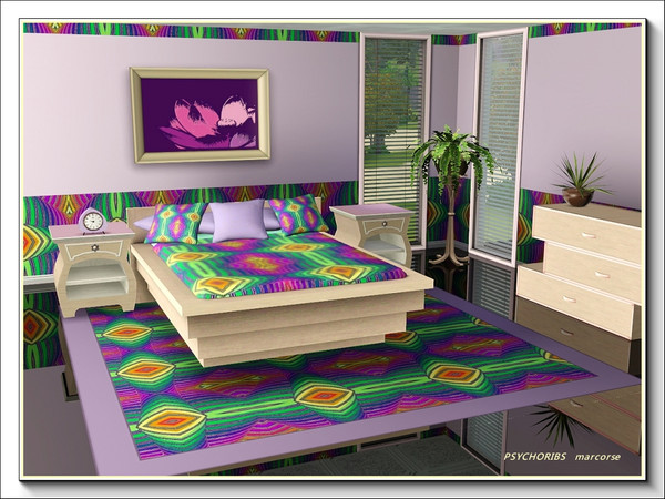 Sims 3 — Psychoribs pattern by marcorse — Included for a bit of fun . . this phychedelic rib design, in bright neon
