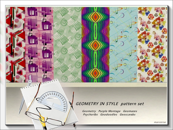 Sims 3 — Geometry in Style pattern set by marcorse — A set of 6 patterns based on geometric shapes - all to be found