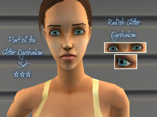 Sims 2 — [05] - Red Glitter Shadow. by Xodess — - This set is made up of glitter eyeshadow. - It has 10 shades. - It