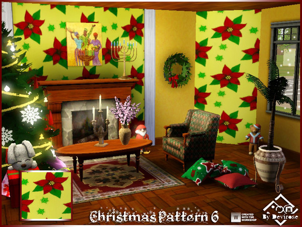 Sims 3 — Christmas Pattern 6 by Devirose — Poinsettias, always inevitable..celebrate Christmas!-Created with TSR
