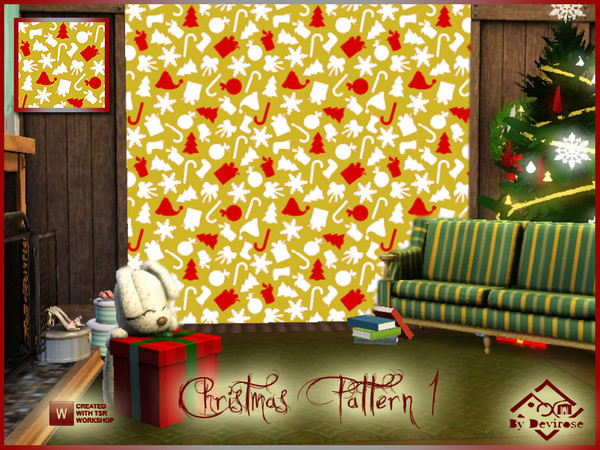 Sims 3 — Christmas Pattern 1 by Devirose — Delicious Christmas icons-created with TSR Workshop.Base Game compatible.No