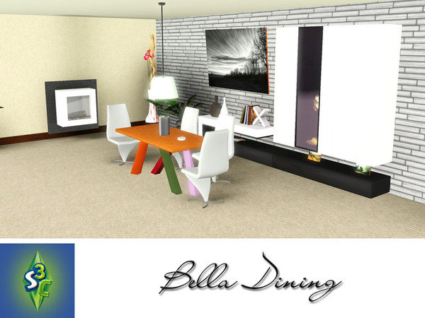 Sims 3 — Diningroom Bella by ruhrpottbobo — modern art Diningroom, carbon and wood mixed parts, new design made in italy