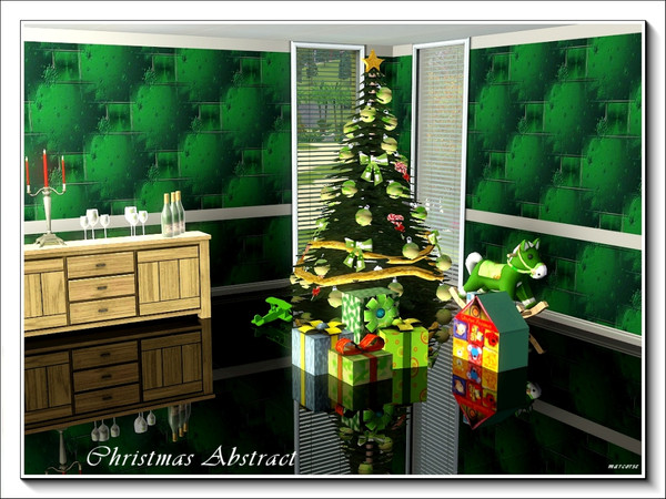 Sims 3 — Christmas Abstract pattern by marcorse — An abstract Christmas pattern, in holly green, depicting falling