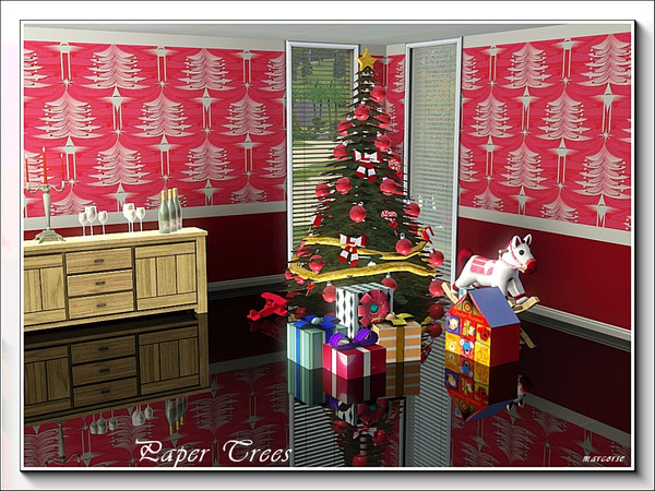 Sims 3 — Paper Trees pattern by marcorse — Old fashioned concertina paper Christmas trees, hanging like Chinese lanterns,