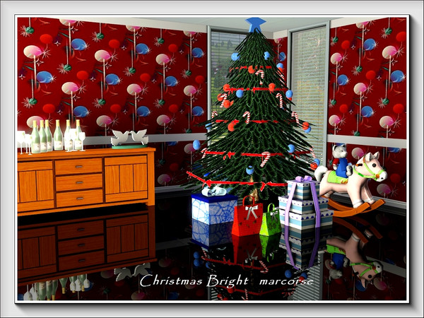 Sims 3 — Christmas Bright pattern by marcorse — Bright and celebratory on a red background, this random repeat pattern of
