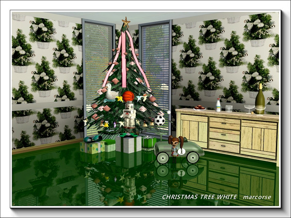 Sims 3 — Christmas Tree White pattern by marcorse — This design features a beautiful tabletop Christmas tree, decorated