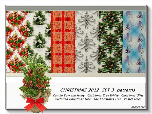 Sims 3 — Christmas 2012 Set 3 patterns by marcorse — Six more Christmas patterns to help get you and your Sims in the