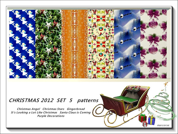 Sims 3 — Christmas 2012 Set 5 patterns by marcorse — Collection number 5 of my Christmas themed patterns for 2012. All