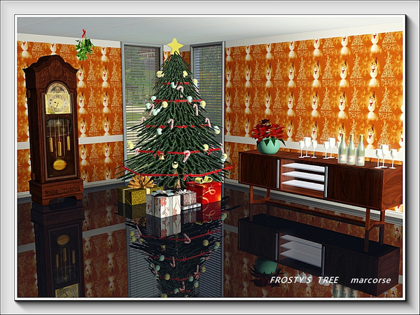 Sims 3 — Frosty's Tree pattern by marcorse — Frosty the Snowman checks out his brightly lit Christmas tree.