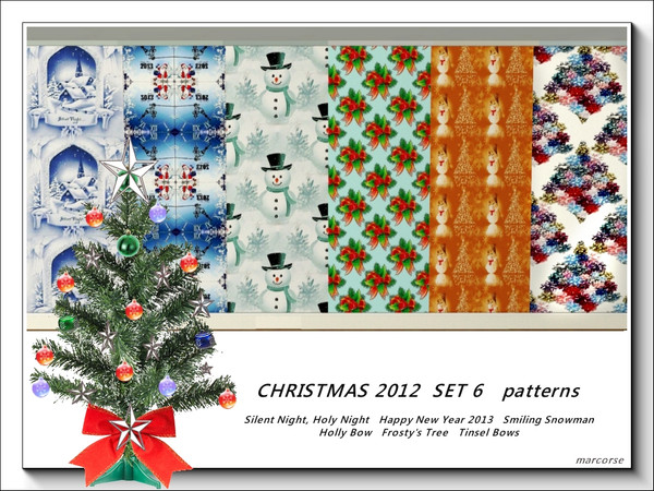 Sims 3 — Christmas 2012  Set 6  patterns by marcorse — Please note that the Happy New Year 2013 pattern is not correct.