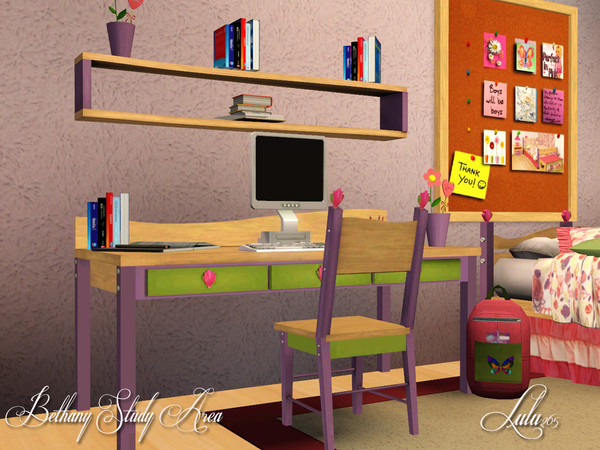 Sims 3 — Bethany Bedroom Study by Lulu265 — The study part of the Bethany girls room. This mix and matches to the girls