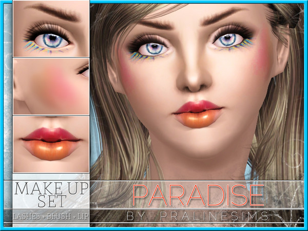 Sims 3 — Paradise Make Up Set by Pralinesims — New beautiful, colorful make up set for your sims! Your sims will love