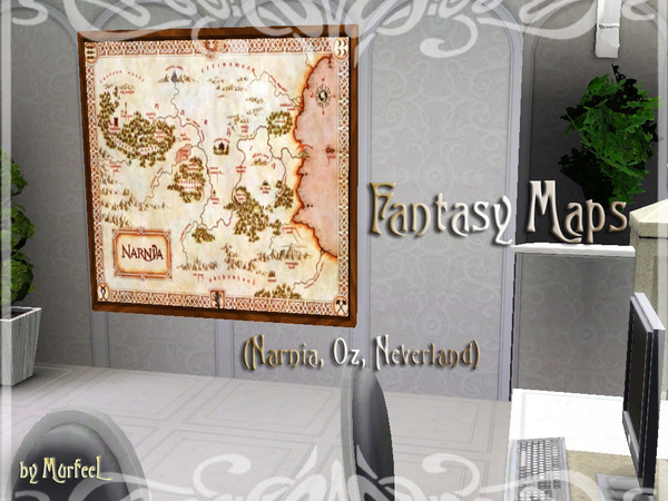 Sims 3 — Fantasy Maps -- REQUEST by murfeel — 2-tile maps of fantasy lands like Narnia, Oz and Neverland. The frame is