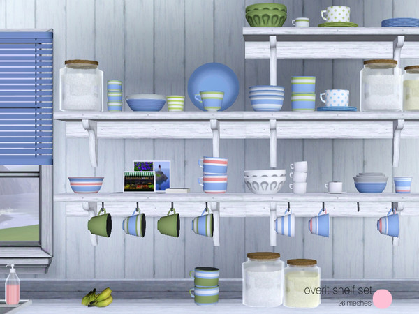 Sims 3 — Overit Shelf Set by DOT — Overit Shelf Set. Country wood wall shelves with Contemporary and Retro design of