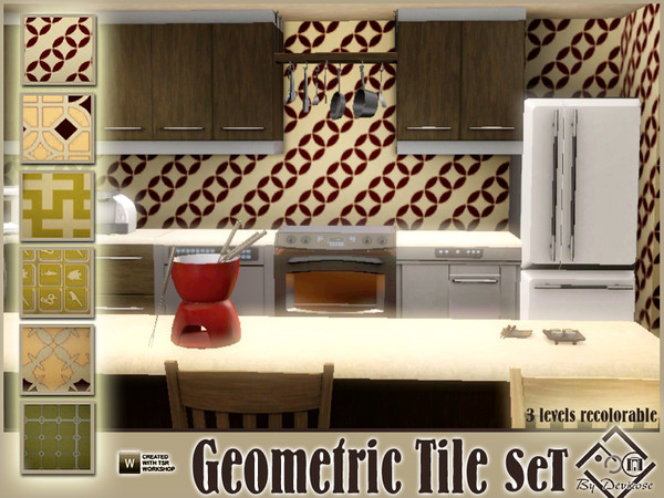 Sims 3 — Geometric Tiles Set by Devirose — A set very fresh and modern styles, creating new tile for modern kitchens and