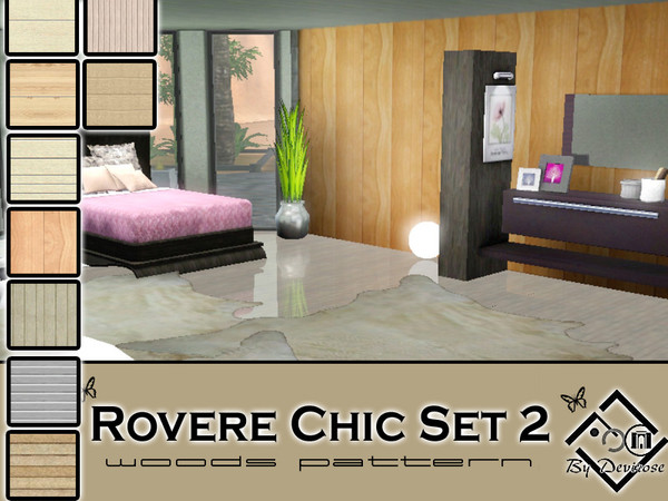 Sims 3 — Rovere Chic Set 2 by Devirose — Nine patterns in soft oak, modern, suitable for any type of surface.No need