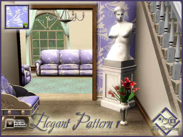 Sims 3 — Elegant Pattern 1 by Devirose — Refined, delicate tones, sumptuous forms.Base Game compatible,no need EP,3