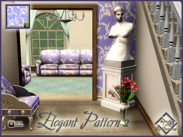 Sims 3 — Elegant Pattern 2 by Devirose — Refined, delicate tones, sumptuous forms.Base Game compatible,no need EP,3