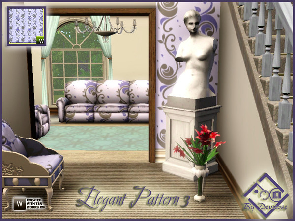 Sims 3 — Elegant Pattern 3 by Devirose — Refined, delicate tones, sumptuous forms.Base Game compatible,no need EP,3