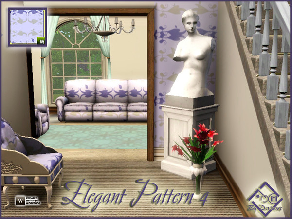 Sims 3 — Elegant Pattern 4 by Devirose — Refined, delicate tones, sumptuous forms.Base Game compatible,no need EP,3
