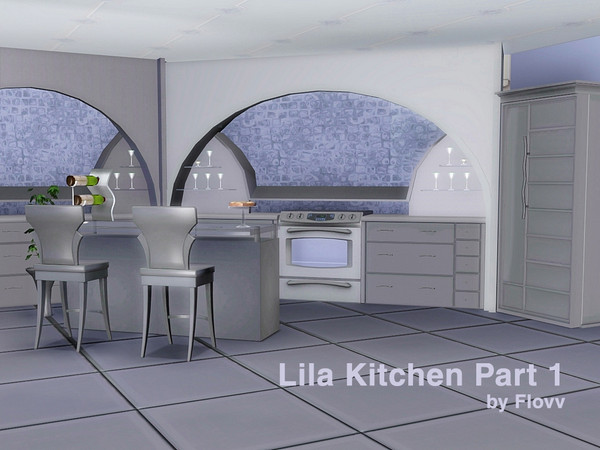 Sims 3 — Lila Kitchen Part 1 by Flovv — A modern wooden kitchen with glass elemnts. It gives unusal features to your