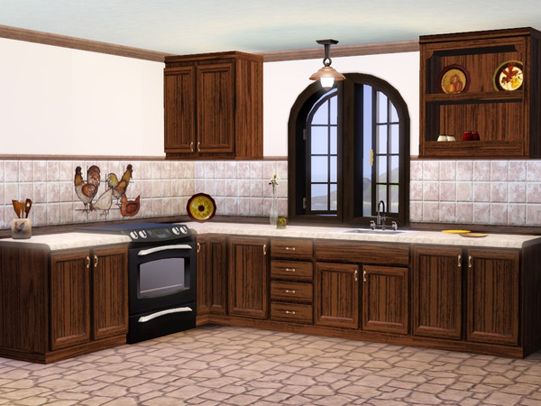 Sims 3 — Cornerstone Kitchen by Rennara — Embrace the warm colours of Autumn in the woods and decor of this lovely