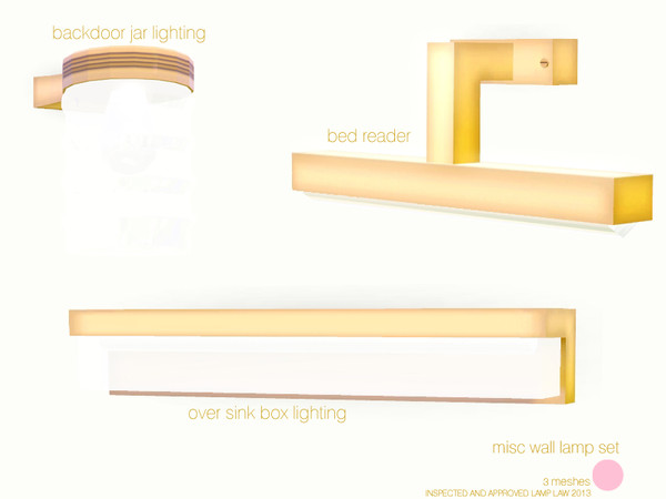 Sims 3 — Misc Wall Lamp Set by DOT — Misc Wall Lamp Set. Glass Shades with Metal Base lighting. Contemporary Design with