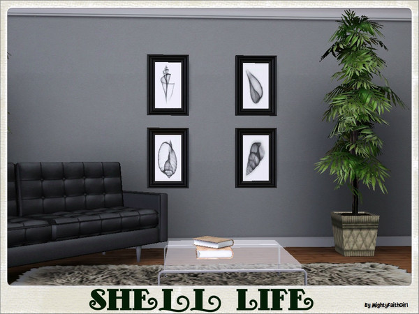 Sims 3 — Shell Life by mightyfaithgirl — Add the magic of the ocean to your walls with this black and white set of