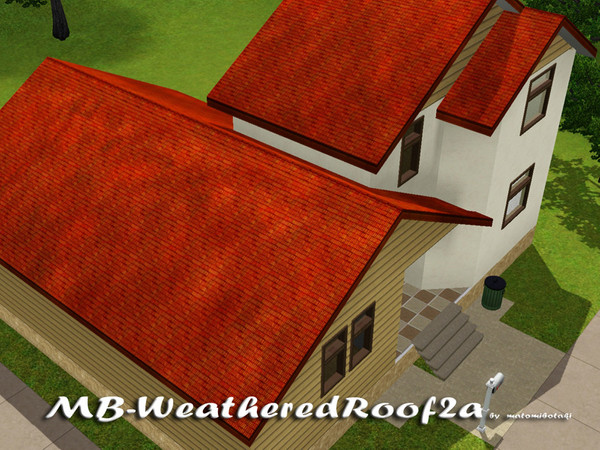 Sims 3 — MB-WeatheredRoof2a by matomibotaki — MB-WeatheredRoof2a, new roof with weathered texture, old small shringles
