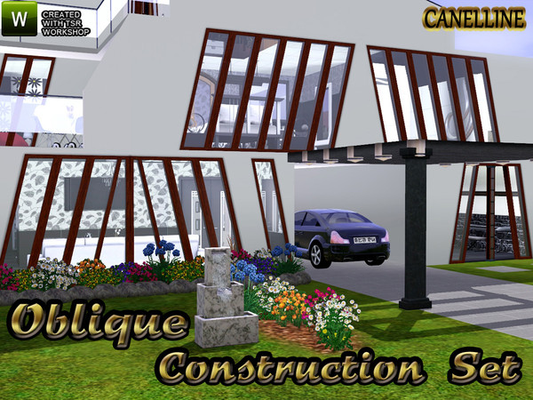 Sims 3 — Oblique Construction Set by Canelline — Here is a set that allows to modify the design of your sweet home, or to