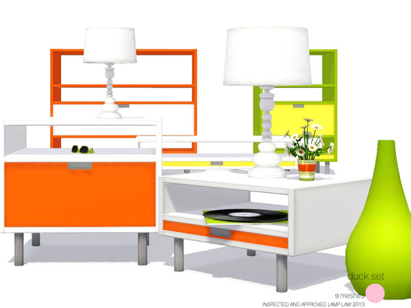 Sims 3 — Duck Set by DOT — Duck Set. Modern look of Retro. Wood or metal cabinets. 2x1 and 1x1 tall cabinet displays. End