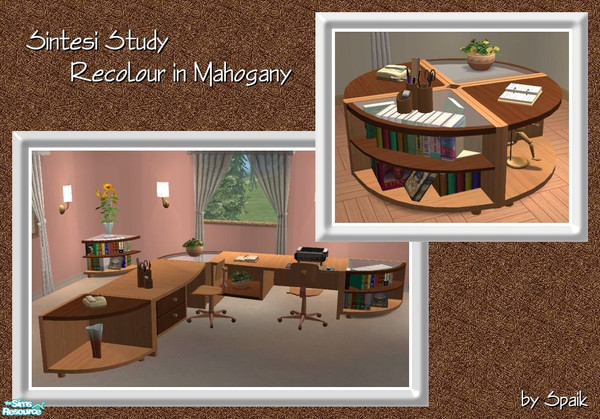 Sims 2 — Sintesi Study REC4 Mahogany by Spaik — Recolour in mahogany and walnut wood of my Sintesi Study. Classic and