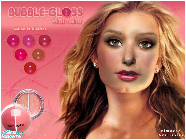 Sims 2 — Bubble-Gloss by elmazzz — -Shiny lipgloss with teeth in 6 sparkling shades.