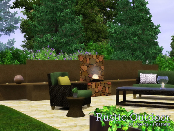 Sims 3 — Rustic Outdoor by Angela — Rustic outdoor, new outdoorset for your rustic collection. This set contains a new