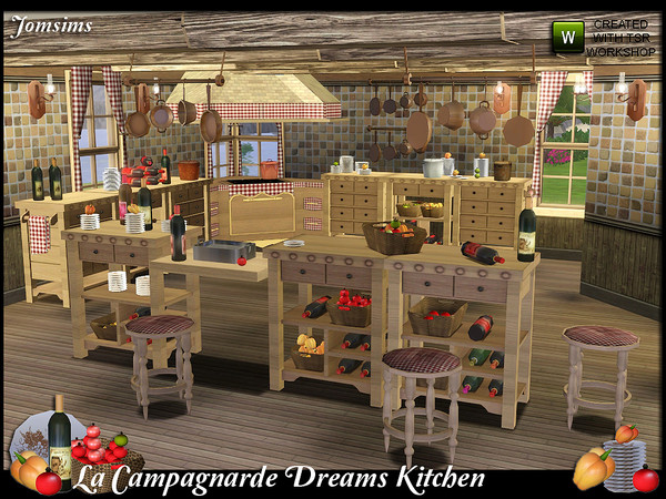 Sims 3 — Campagnarde Dreams kitchen by jomsims — To return to a style, a little more traditionnel.Voici The rustic style