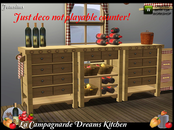 Sims 3 — large counter surface deco campagnarde dreams by jomsims — large counter surface deco campagnarde