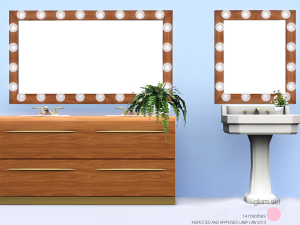 Sims 3 — Glam Set by DOT — Glam Set. Single and Double Mirror for Glam Lighting. Lighting can be placed directly onto