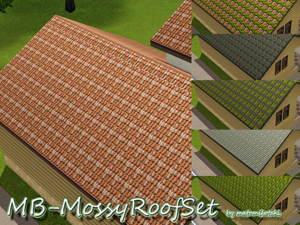 Sims 3 — MB-MossyRoofSet by matomibotaki — MB-MossyRoofSet, this is a set with 6 items and 3 new roof textures , one
